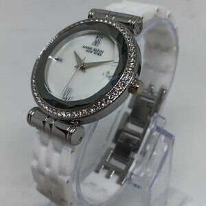 Anne Klein 12/2317 Women's 32mm Silver Tone + Ceramic Watch + Bracelet Set
